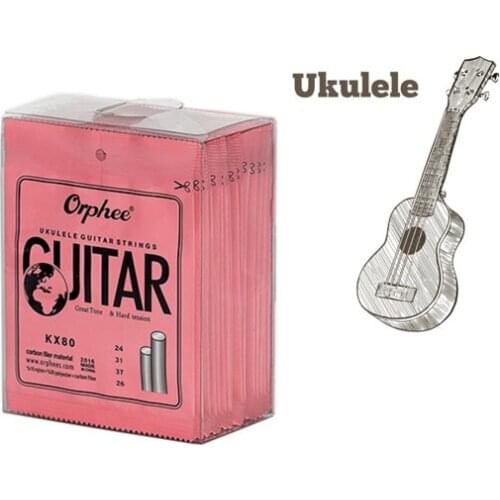 Orphee ProfessionalClear Nylon White Carbon Fiber Ukulele string 4 Strings set For Soprano Concert Tenor Ukulele (10 Sets pack)