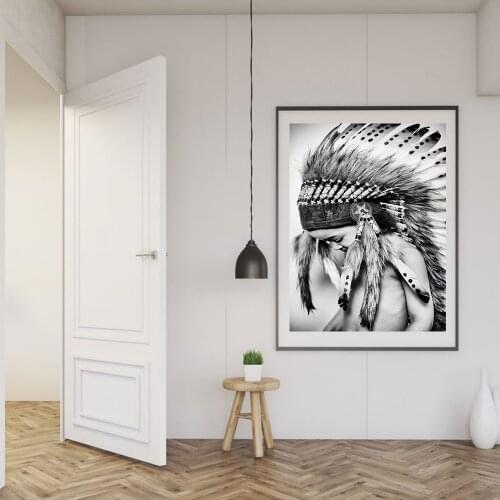 Nordic Poster Black White Feather Women Wall Art Canvas Painting Posters Prints Canvas Art Wall Pictures For Living Room