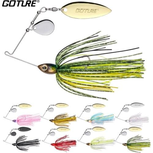 Goture Fishing Lure Spinnerbait 10g 14g Jig Metal Lead Head Spinner Spoon Bait For Bass Fishing Tandem Willow+Colorado Bladed