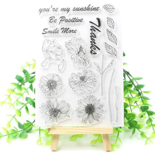 Sunflowers Transparent Clear Silicone Stamps for DIY Scrapbooking/Card Making/Kids Christmas Fun Decoration Supplies