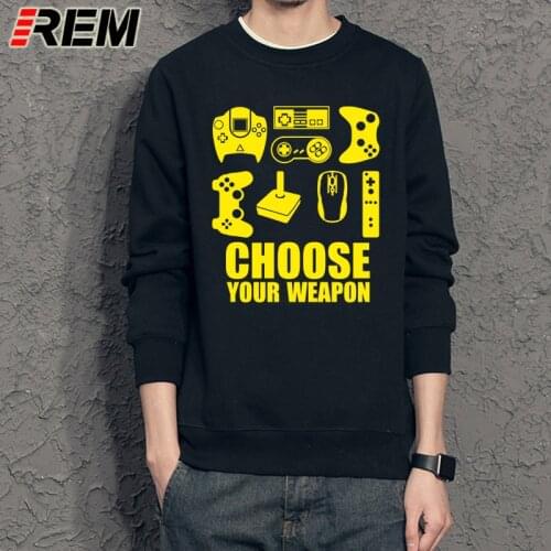 REM Mens Sweatshirts Choose Your Weapon Gamer Hoodies Video Game Controller Cotton long Sleeve