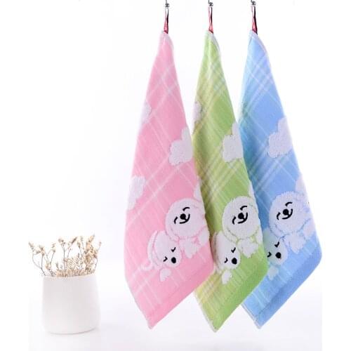 Pure Cotton Cloth Puppy Towel 30*30cm Hook Mother and Child Sweat Wiping Kindergarten Small Square Towel Cartoon Facial Cleaning