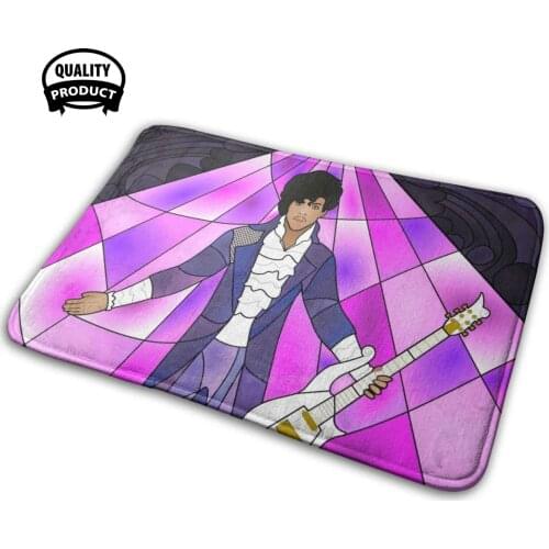 Purple Ah Prince Stained Glass Comfortable Door Mat Rug Carpet Cushion Light Eye Guitar Dove Rose Cloud Rain Celebrity Music