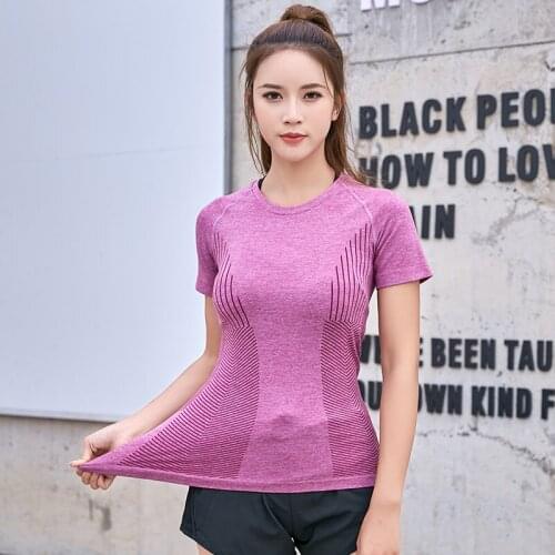 Women Yoga Shirts Slim Running Shirt Mesh Breathable Fitness Tee Elastic Sport T-shirts Quick Dry Female Tops Gym Workout Blouse