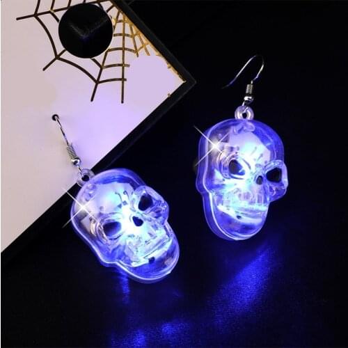 Halloween Party Earrings LED Luminous Ghost Head Pumpkin Punk Rock Women Dangle Earrings Funny Party Jewelry Gift for Girl