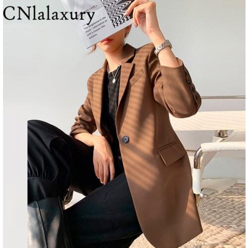 2021 New Autumn Women Fashion Vintage Single Button Slim Blazer Coat Office Long Sleeve Jackets Female Suit Outerwear Chic Tops