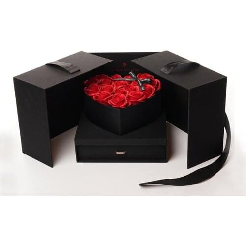 1pc Soap Rose Flower Gigt Box Valentines Day Magic Cube Soap Flowers Gift Boxes Creative Jewelry Storage Box Girlfriends Gift