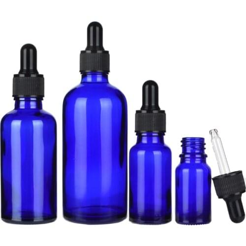 10pcs 5ml/10ml/15ml/20ml/30ml/50ml Empty blue Brown Glass Dropper Bottles Essential Oil Liquid Aromatherapy Pipette Containers