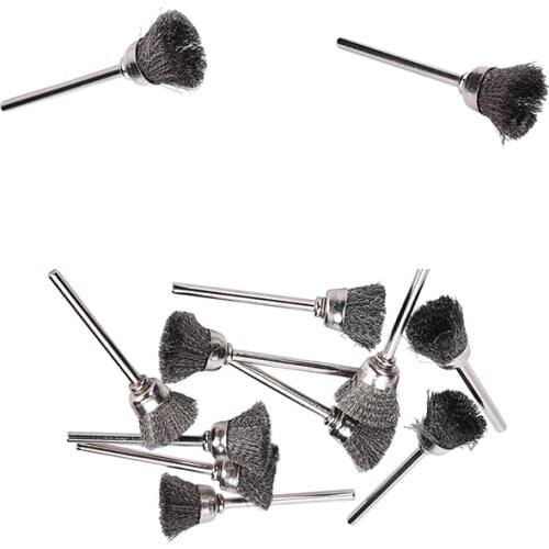 10PCS Stainless Steel Wire Cup Mini Brush Fits Dremel Rotary Tool Accessory 13mm