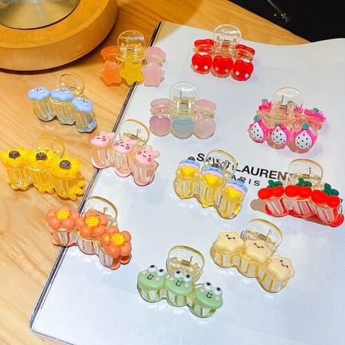 2021 Sweet Fruit Flower Hair Claw Ponytail Barrette Crab Hairpin Girl Kawaii Cartoon Shark Clips Hair Accessories For Children