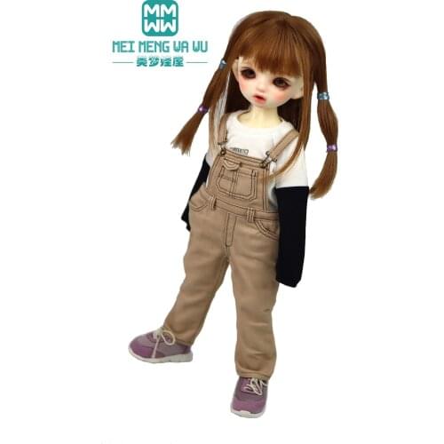 28cm-30cm 1/6 BJD YOSD Spherical joint doll clothes accessories Fashion denim Suspender pants, T-shirts Girls gift