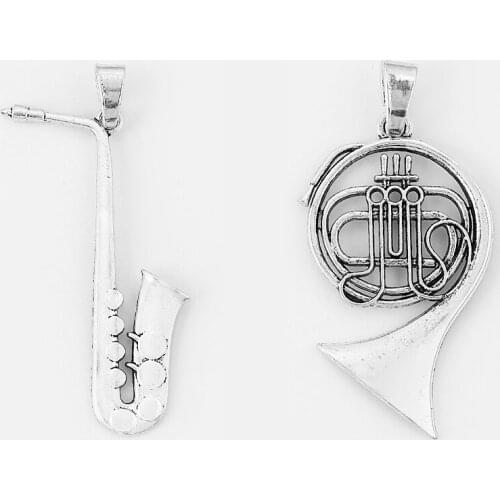 4PCS Vintage Tibetan Bronze Saxophone/Trumpet Musical Instrument Pendants jewelry making supplies Fit 12*6mm Handmade Necklace