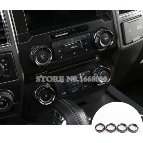 4pcs Interior Air Condition Knob Trim Cover Black For Ford F150 F-150 2015-2017 Car accesories interior Car decoration
