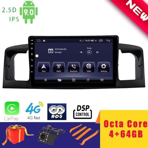 9'' Android 10.0 Car Multimedia Player Stereo for Toyota COROLLA EX 2007~2012 Head Unit Octa Core DSP 2.5D+IPS 4G Carplay