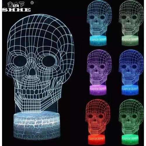 Acrylic 3D Led Lamp Skull Pumpkin Illusion Night Light 3D Night Lights For Children Kids Gift For Home Halloween Decoration