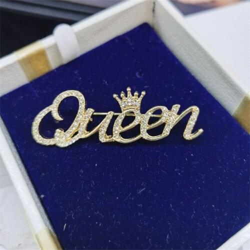 Brilliant decoration letter Brooch queen temperament suit Brooch crystal gem versatile cardigan pin