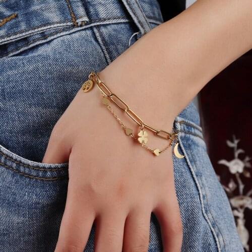 Bohemian Thick Bracelet Chain Bracelets For Women Bracelet Womens Bracelets Stainless Steel Heart Bracelets Jewelry Gift