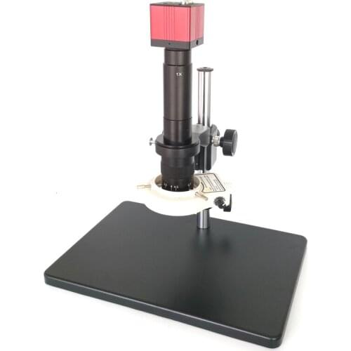 2 in 1 1080P VGA HDMI soldering zoom Digital Industrial Video Microscope Camera +144 Led ring light +Large sized base table