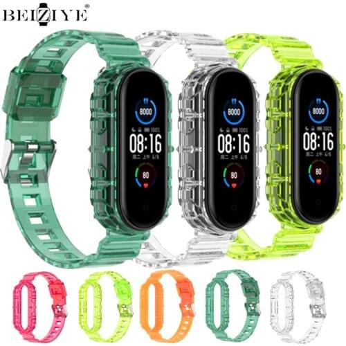For Xiaomi Mi Band 6 5 Colorful Transparent Silicone watchband Mi5 Mi6 Wrist Straps For Mi Band 5 6 Wristband Sport Bracelet