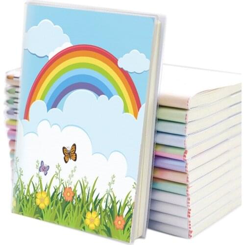 Colorful Belt Rainbow Writing Notebook Plant Flowers Chrysanthemum Strawberry Cover Sun Blue Sky Cloud Space Notepad Rosalind