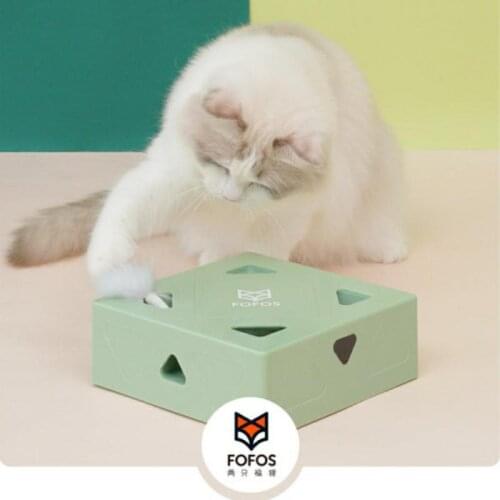 Pet electric cat toy square magic box smart funny cat stick crazy game interactive cat fur toy cat and mouse