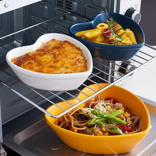 Creative Heart Bowl Home Oven Baking Bowl Ceramic Baked Rice Bowl Ins Feng Nordic Tableware Western Restaurant Deep Bowl