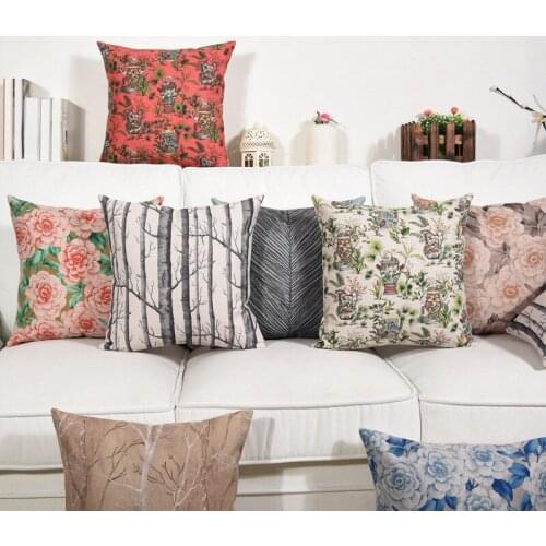 Hglegywidyllic Flowecotton Linen Pillow Case Home Waist Cushion Coveration Soft Room Gifts Single Sides Printing