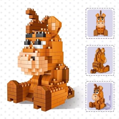 Cartoon Donkey Micro Building Blocks Anime Cow Crocodile Bricks Cattle 3D Model Toys For Kids Birthday Gifts Home Decoration