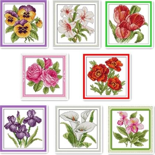 Small happy flowers DIY Embroidery Cross Stitch Kit Small size flowers family decorative patterns embroidery needlework sets