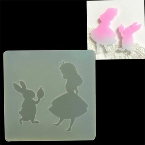 DIY Handmade Girl and rabbit transparent Clear Epoxy Pendant mold Phone Decoration tools cake Fondant decoratings tools