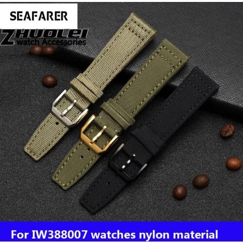 For IW Pilot Spitfire Timezone TopGun Strap Green Black Belts Wristwatch Straps 20mm 21mm 22mm Nylon Canvas Fabric Watch Band