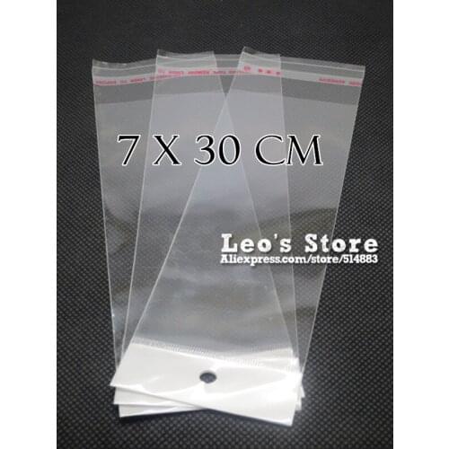 7x30cm Self Adhesive OPP Bag With Hanging Hole, Clear Header Plastic Bag,Supermarket Bag,wholesale free shipping