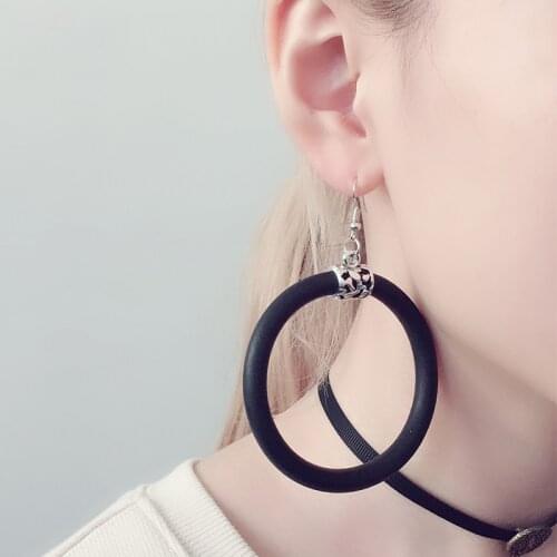 YD&YDBZ Handmade Big Circle Statement Earring For Women Punk Style Leather Rubber Meterial Earrings Exaggeration Party Dangle