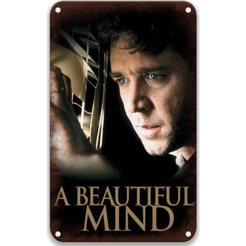 A Beautiful Mind Movie 2001 Modern Metal Tin Signs Movies Home Decoration Wall for Toilet Decorative 8x12 Inches