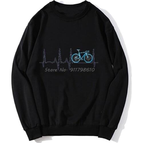 Road Bike Fixed Gear Bicycle Cycling Cyclist Heartbeat EKG Art Design Hoodie Men Hoodie Spring Autumn Sweater Streetwear