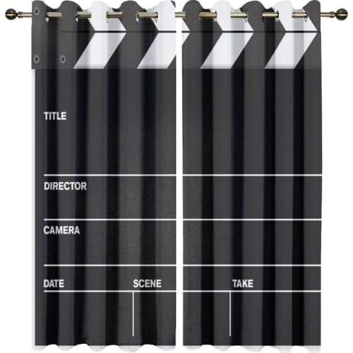 Customized Movie Cinema Lapper Board Print Windows Curtains for Living Room Kids Bedroom Decorative Kitchen Drapes