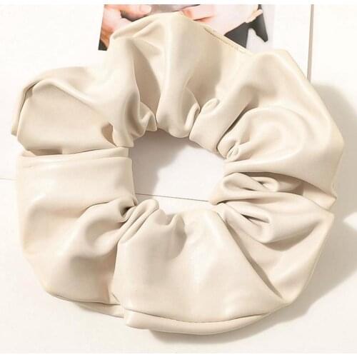Women Hair Scrunchie Solid Color PU Leather Elastic Hair Ropes Hair Band Ponytail Holder Headband Hair Accessories