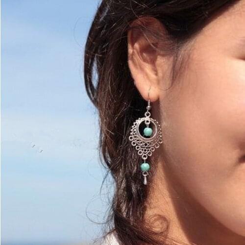2020 New Fashion Personality National Wind Retro Droplets Earrings Jewelry Wholesale Beaded Long Earrings Wholesale Women