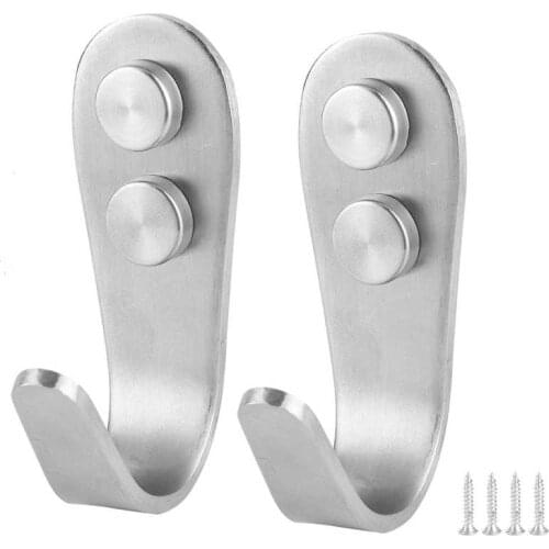 1 Pair Hook Stainless Steel Towel Robe Wall Mount Hanger Holder for Home Bathroom