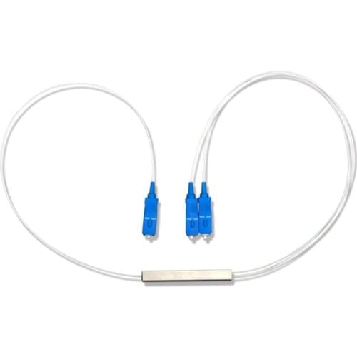 100pcs Optical Splitter SC 1 : 2 Mini steel tube type 1x 2 0.9mm plc G657A fiber optic splitter Factory wholesale Free shipping