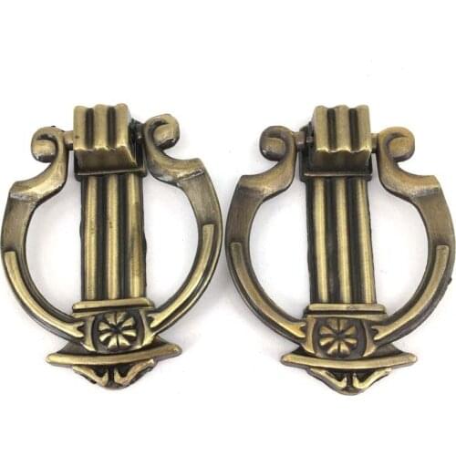 2PCS Vintage Bronze Handle Drop Ring Cabinet Chest Drawer Pulls Furniture handle Dresser knob pulls