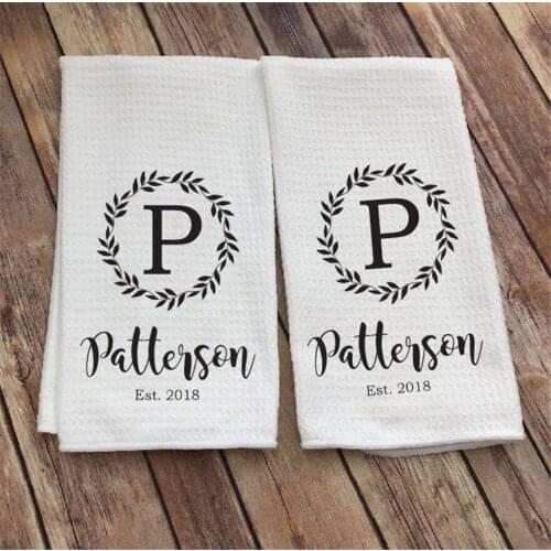 2pcs Personalized Dish Towel - Family Name Kitchen Towel - Established Year Custom Tea Towel - New Couple Gift - Wedding Gift