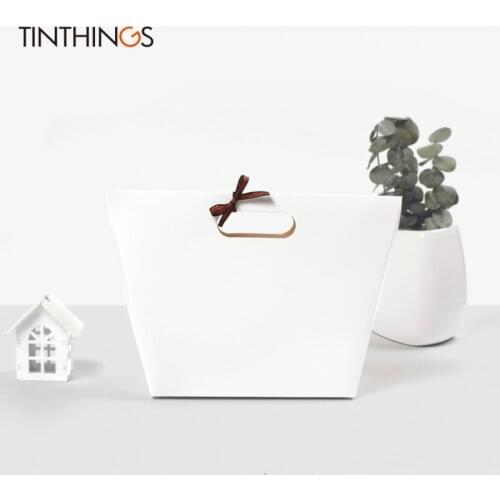 20PCS Gift Boxes For Jewellery Wedding Events Candy Large White Gift Box With Ribbon Cosmetic Packaging Paper Handle Party Favor