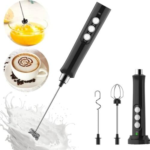 3 In 1 Electric Coffee Milk Frother Mini Handheld Milk Foam Maker 3 Whisks Drink Mixer for Cappuccino Latte Egg Beater Whisks