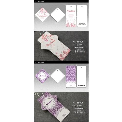 Aangepaste papier hang tag/kleding swing tag labels/kledingstuk tas gedrukt tags merk care labels logo kk403