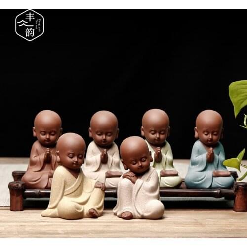 Home Decoration Art Small Crafts Ornaments Gardening Supplies Collectibles Cute Ceramic Little Monk