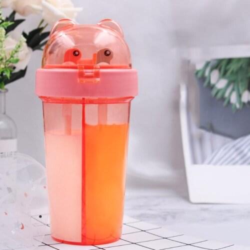Double Sippy Drink Cup Cartoon Outdoor Sports Double-tube Water Bottle with Cap J2Y