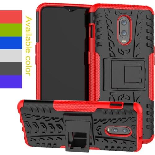 For Oneplus 7/6T Tire Pattern Dual Layer Hybrid Armor Case With Kickstand Anti Drop Protective Hard Back Cover For Oneplus 6T