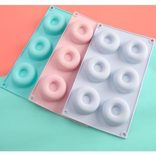 Food Grade Silicone Donut Pan Non-stick Donut Baking Mold for 6 Full-Size Donuts Doughnuts Cake Biscuit Bagels SN13