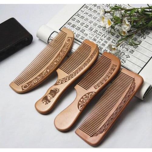 Eco Friendly Handmade Peach Wood Baby Child Kids Hair Brush Comb Healthy Massage Anti-Static Detangling Comb